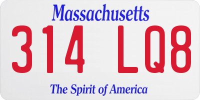 MA license plate 314LQ8