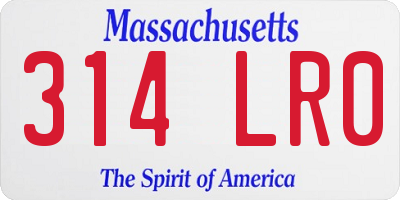 MA license plate 314LR0