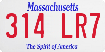 MA license plate 314LR7