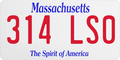 MA license plate 314LS0