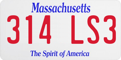 MA license plate 314LS3