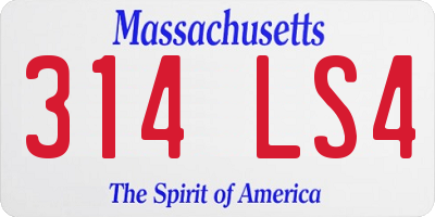 MA license plate 314LS4