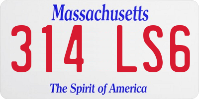 MA license plate 314LS6