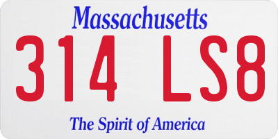 MA license plate 314LS8