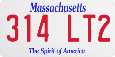 MA license plate 314LT2