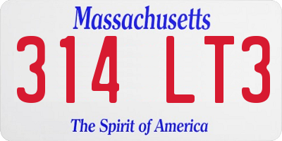 MA license plate 314LT3