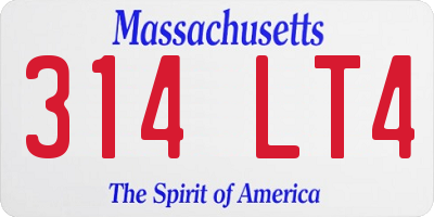 MA license plate 314LT4
