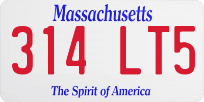 MA license plate 314LT5