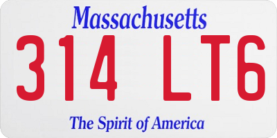 MA license plate 314LT6