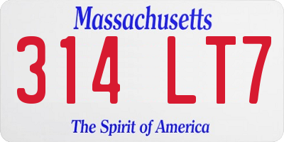 MA license plate 314LT7