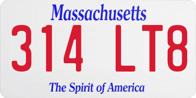 MA license plate 314LT8