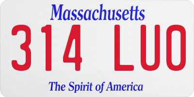 MA license plate 314LU0