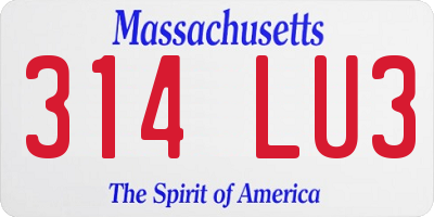 MA license plate 314LU3