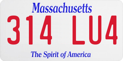 MA license plate 314LU4