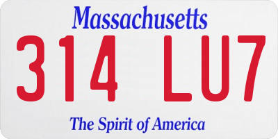 MA license plate 314LU7