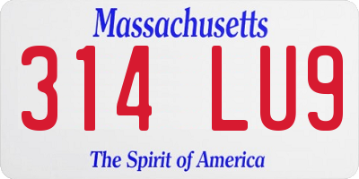 MA license plate 314LU9