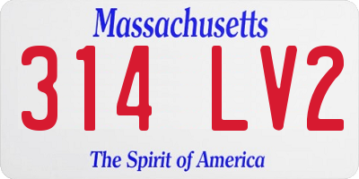 MA license plate 314LV2