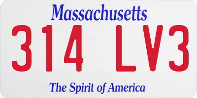 MA license plate 314LV3