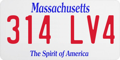 MA license plate 314LV4