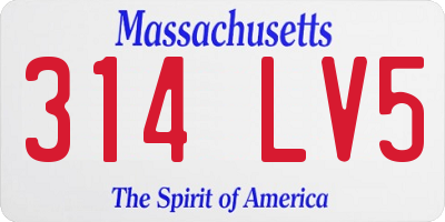 MA license plate 314LV5