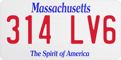 MA license plate 314LV6