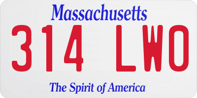 MA license plate 314LW0