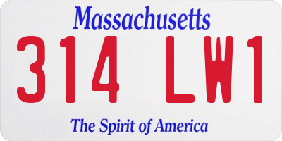 MA license plate 314LW1