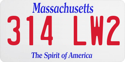 MA license plate 314LW2