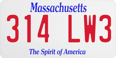 MA license plate 314LW3