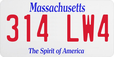 MA license plate 314LW4