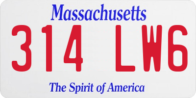 MA license plate 314LW6