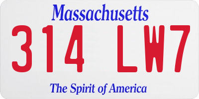MA license plate 314LW7