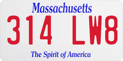 MA license plate 314LW8