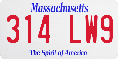 MA license plate 314LW9
