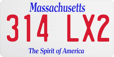 MA license plate 314LX2
