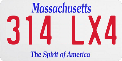MA license plate 314LX4