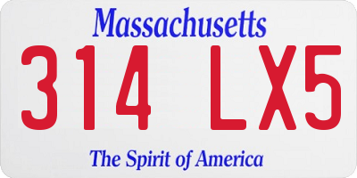 MA license plate 314LX5