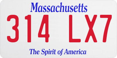 MA license plate 314LX7