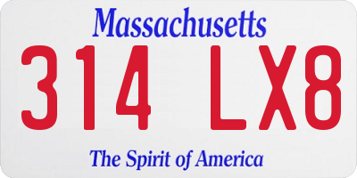 MA license plate 314LX8