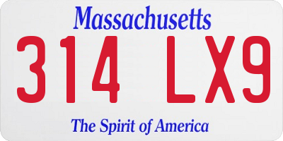 MA license plate 314LX9