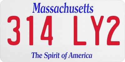 MA license plate 314LY2