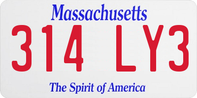 MA license plate 314LY3