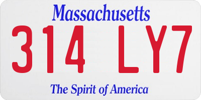 MA license plate 314LY7