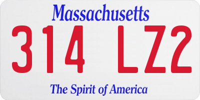 MA license plate 314LZ2