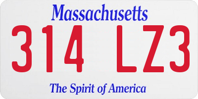 MA license plate 314LZ3