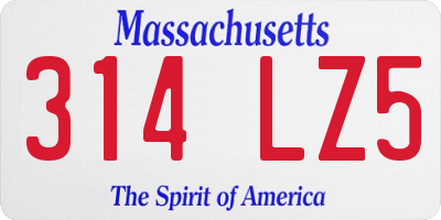 MA license plate 314LZ5