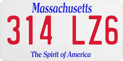 MA license plate 314LZ6