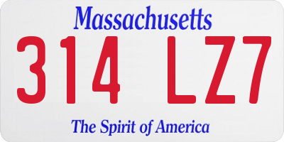 MA license plate 314LZ7