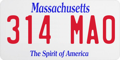 MA license plate 314MA0