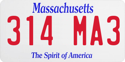 MA license plate 314MA3